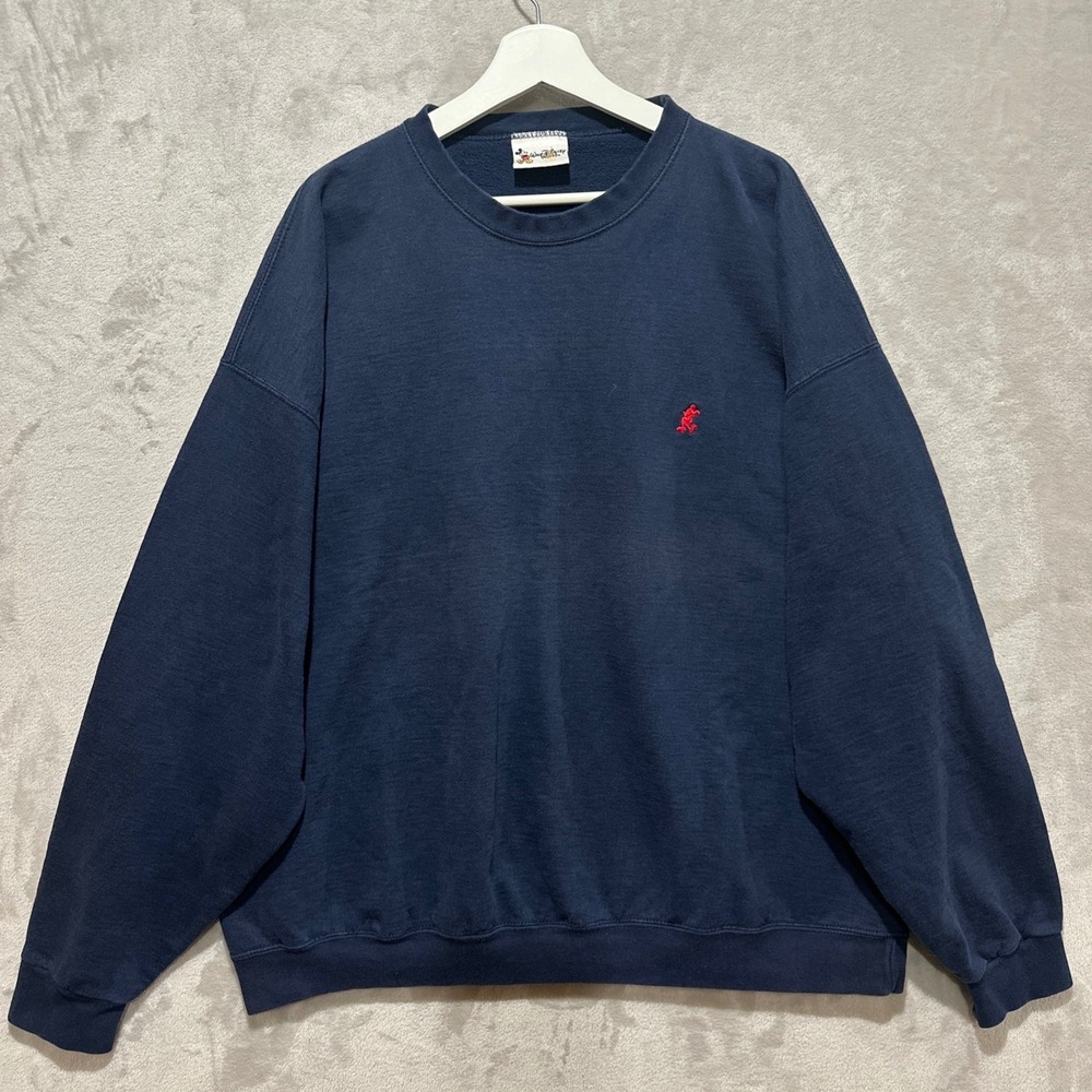 Vintage Walt Disney World Mickey Mouse Embroidered Sweatshirt Navy Blue 2XL USA
